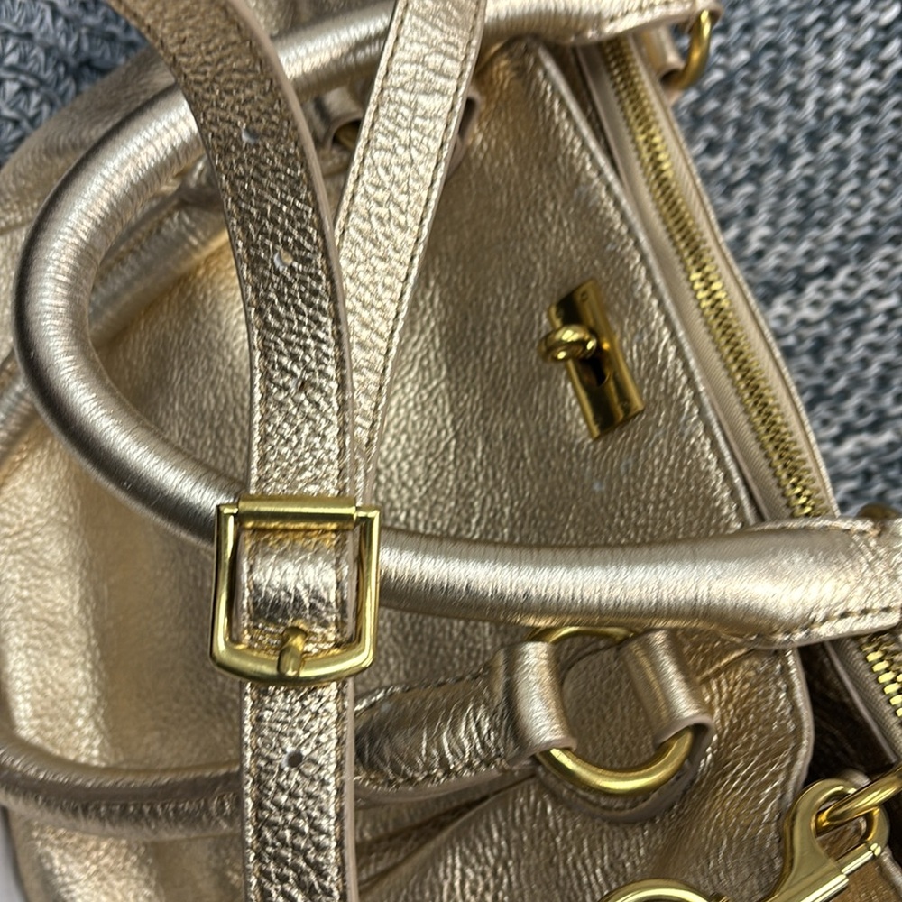 J. Crew Bromely metallic gold convertible satchel bag